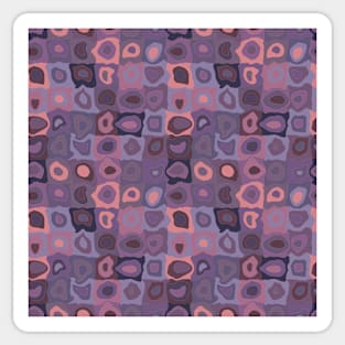 Post Storm Purple  - Retro Geometric Wobbly Square Grid Pattern Sticker